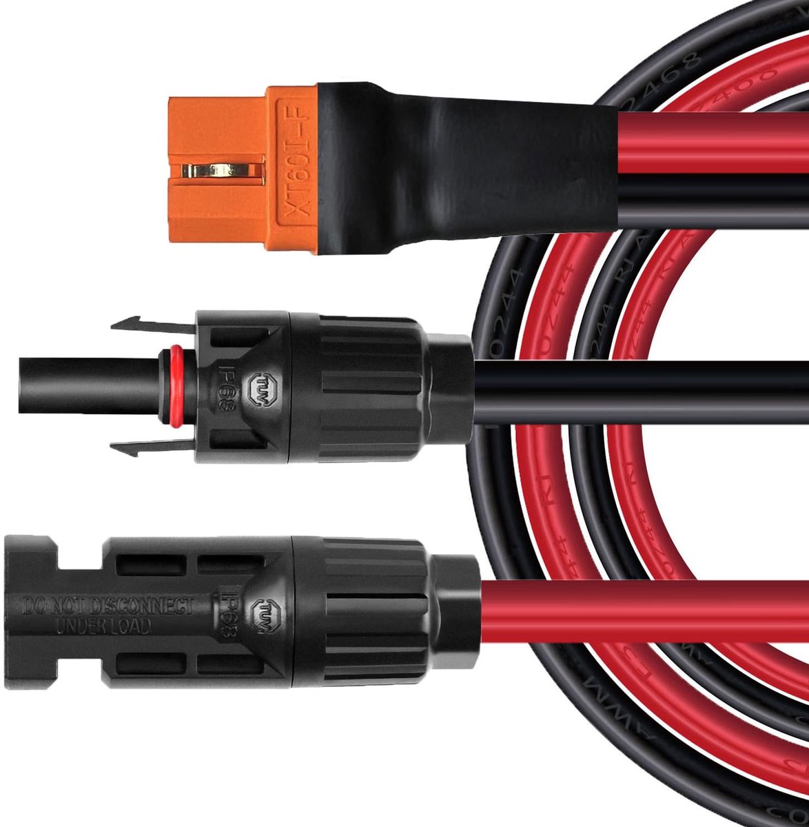 SnelShoppen - Solar Kabel 1.5m XT60i-F 10AWG 6mm² Verlengkabel voor Ecoflow Portable Power Station - Hoogwaardige Solar Connector - Perfect voor Campi