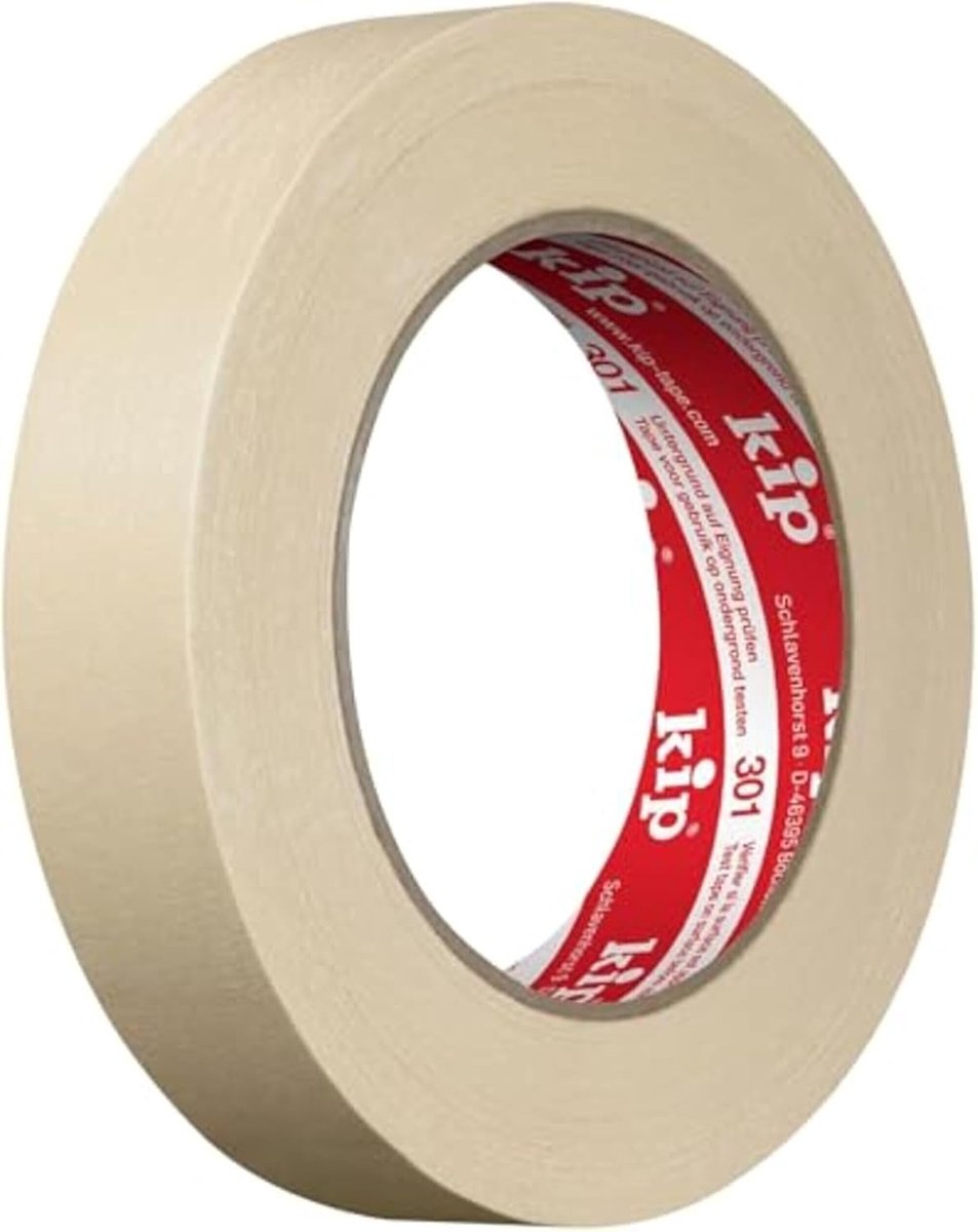 SnelShoppen - Kip Fine Crepe Tape 301-24 Nature 24mm x 50m - Verf Tape, Plakband voor Schilderen, Verven, Afplakken, Professioneel, Voor Mooie Randen,