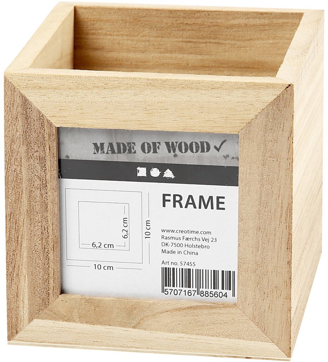 SnelShoppen - Houten Pencil Holder 10x10cm met Plastic Frame, Creatief Kantooraccessoire, Ideaal voor School, Thuis, Kunstenaars, 1 Stuk