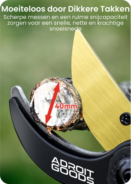 AdroitGoods Snoeischaar Professioneel - 40mm SK5 Staal Tuinschaar Ergonomisch Anti-Slip Veiligheidsslot Krachtige Takkenknipper Tuingereedschap — afbeelding 5