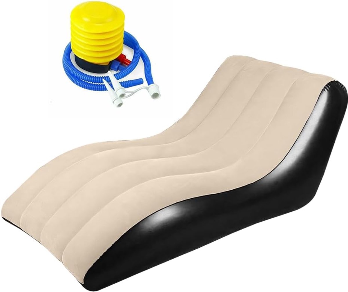SnelShoppen - Opblaasbare Bank en Stoel, Luchtbank voor Camping en Strand, Draagbare Flocking met Ergonomische S-vorm, Comfortabele Outdoor Zitplaats