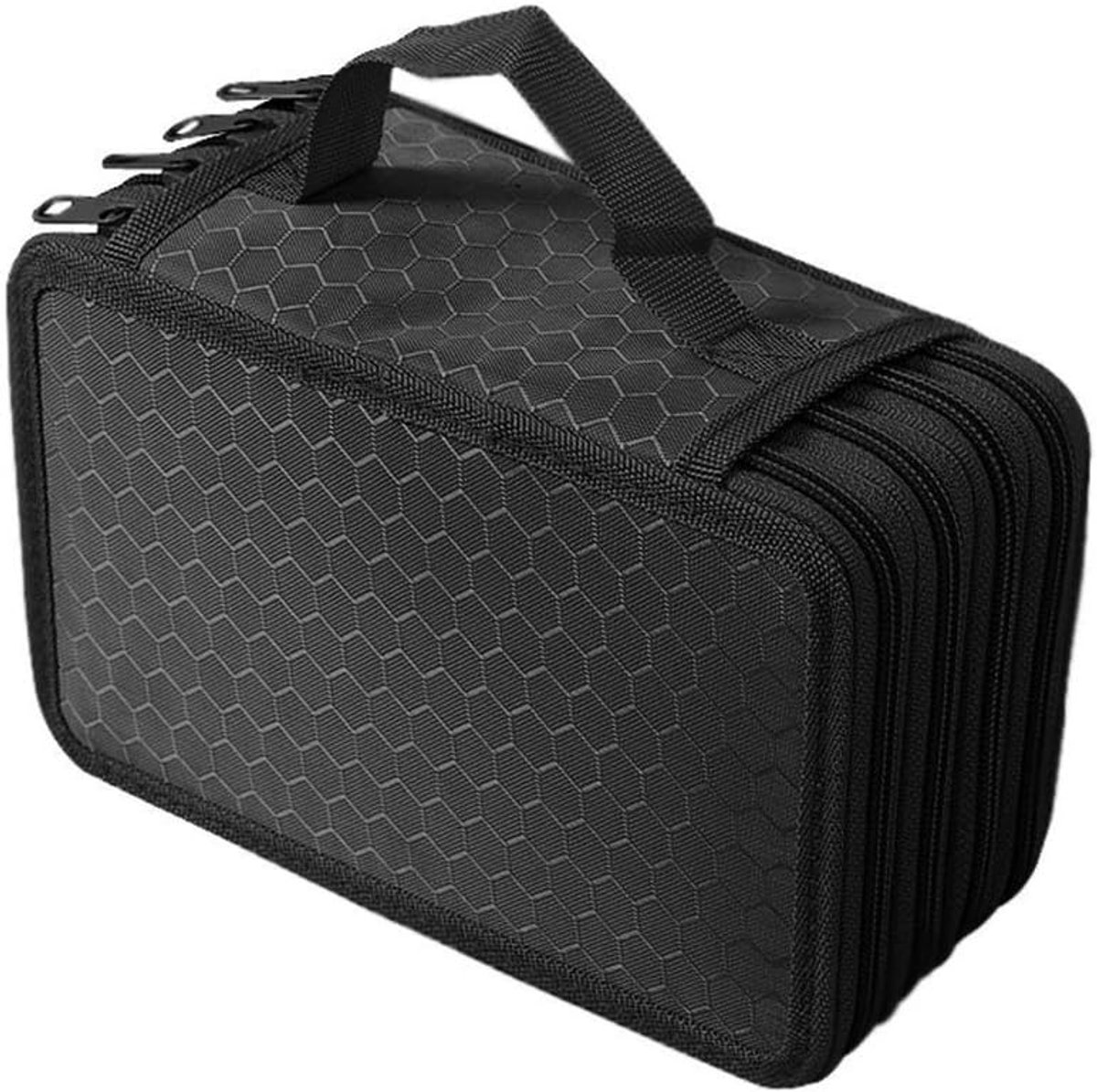 Thijox - Potlodenetui Met 4 Lagen, Multifunctionele Pennenzak Met Grote Capaciteit, Waterdicht Canvas Etui Voor 72 Sleuven, Zwart, Ideaal Voor School,
