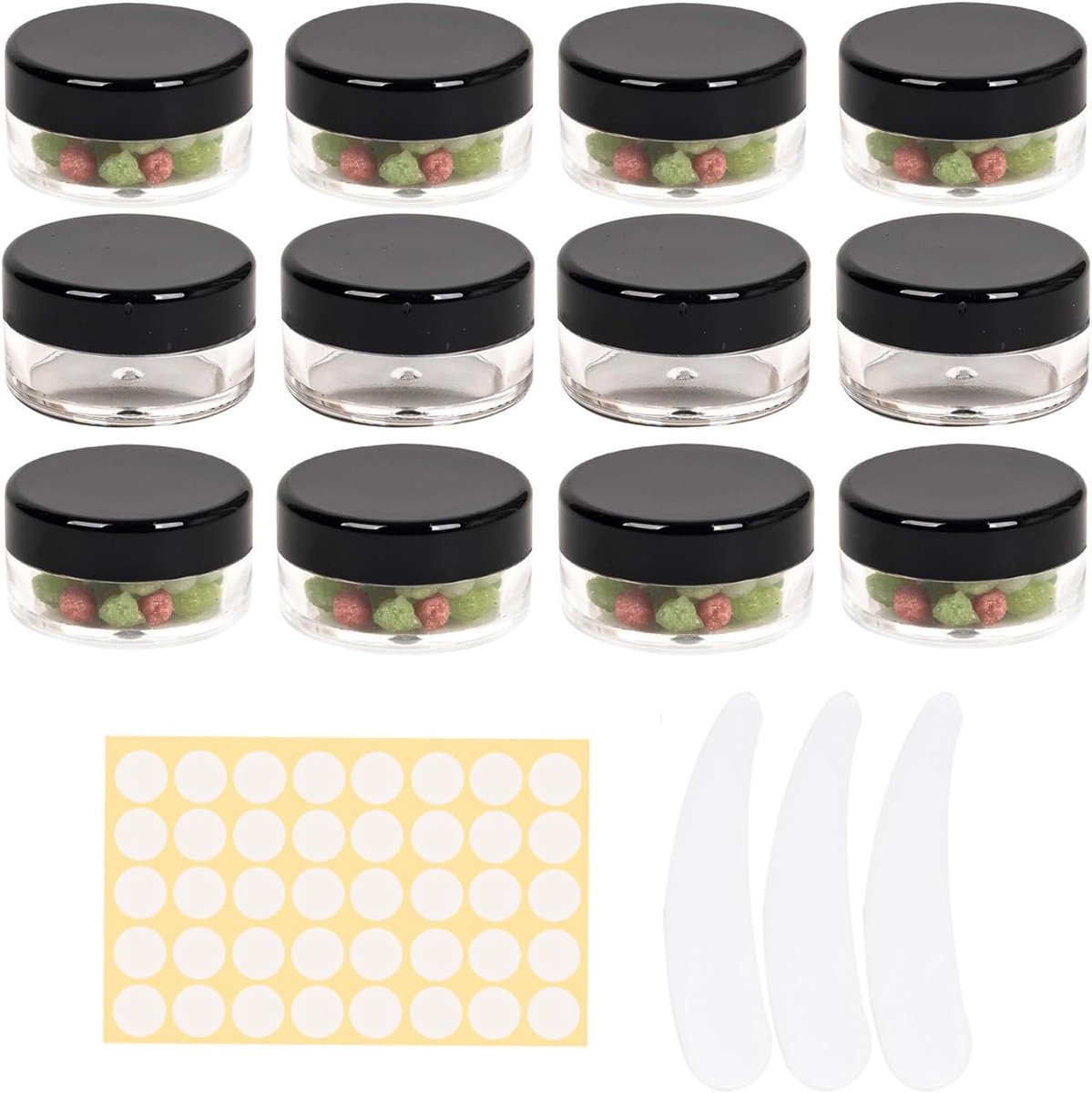 SnelShoppen - 12 Stuks Lege Monsterpotjes 5g/5ml Cosmetische Potjes met Deksel, Reispotjes voor Crème en Cosmetica, Klein Cosmetica Containers voor Di