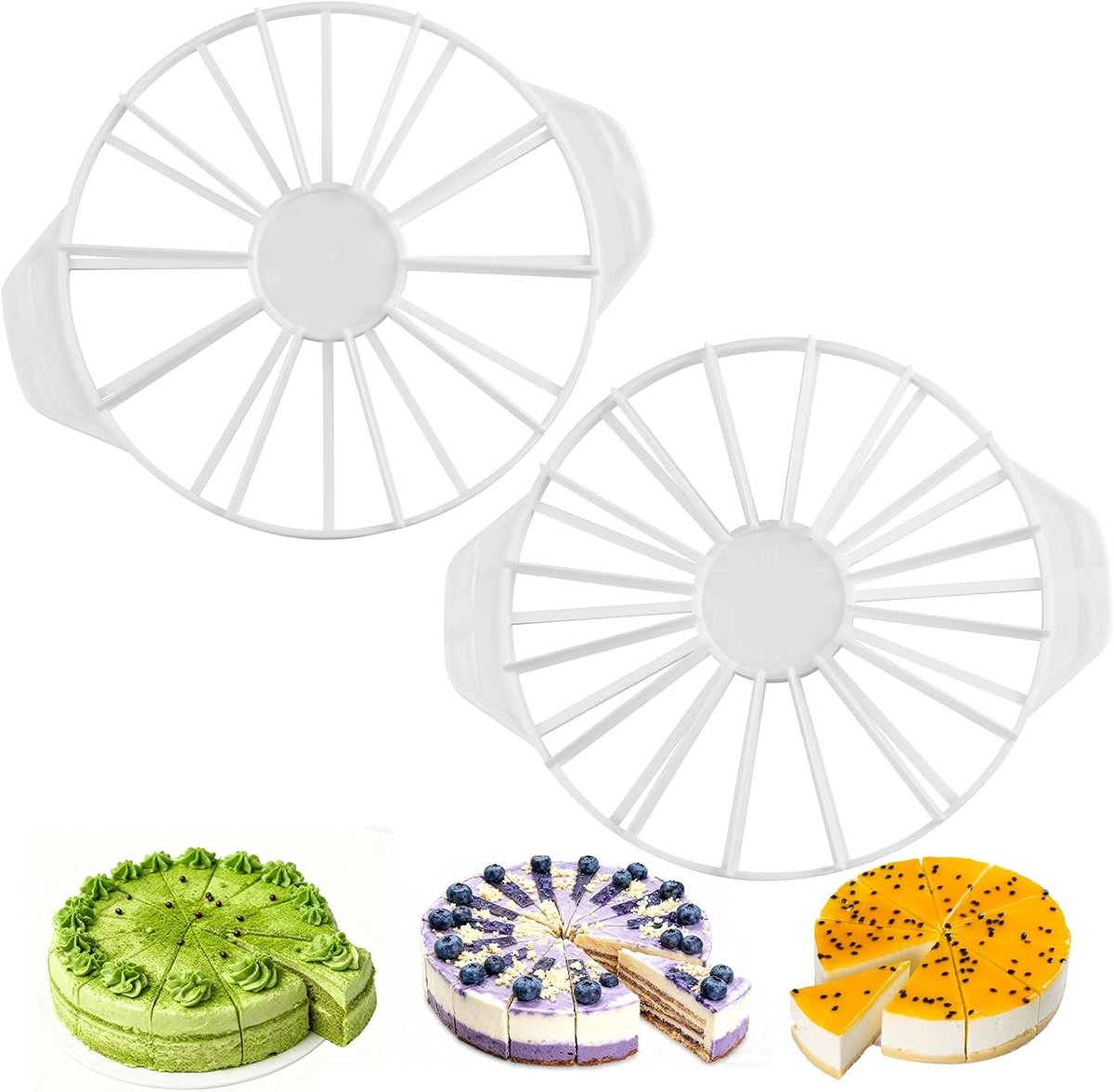 SnelShoppen - Cake Divider 10/12/14/16 Stukken - Herbruikbare Plastic Cake Cutter - Dubbelzijdige Taartverdeelplaat voor Feest, Keuken en Bijzonderhed