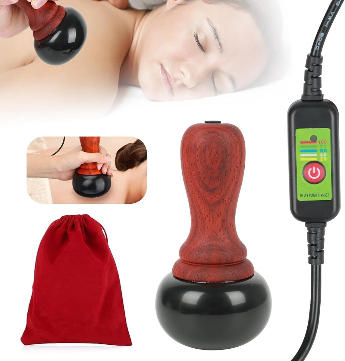 Thijox - Hot Stone Elektrisch Gua Sha-massageapparaat - CEIEVER Natuursteen - Verwarmend Massageapparaat voor Thuis-SPA - Pijnverlichting en Ontspanni