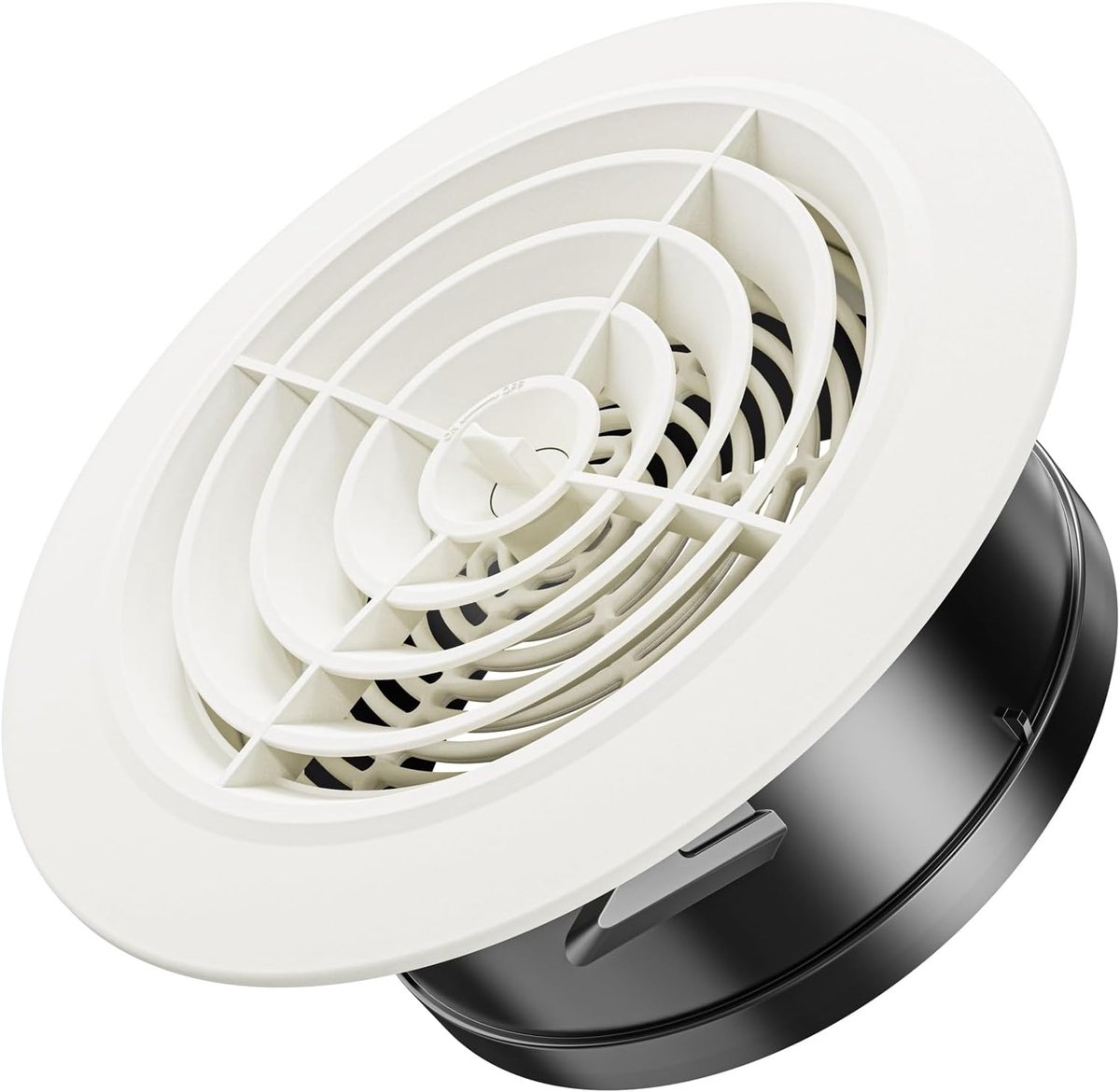 SnelShoppen - Ø 150mm Ronde Verstelbare Ventilatieklep voor Wand en Plafond, Witte Binnenafsluiter Ventilatie Rooster met Vliegenfilter voor Keuken, A
