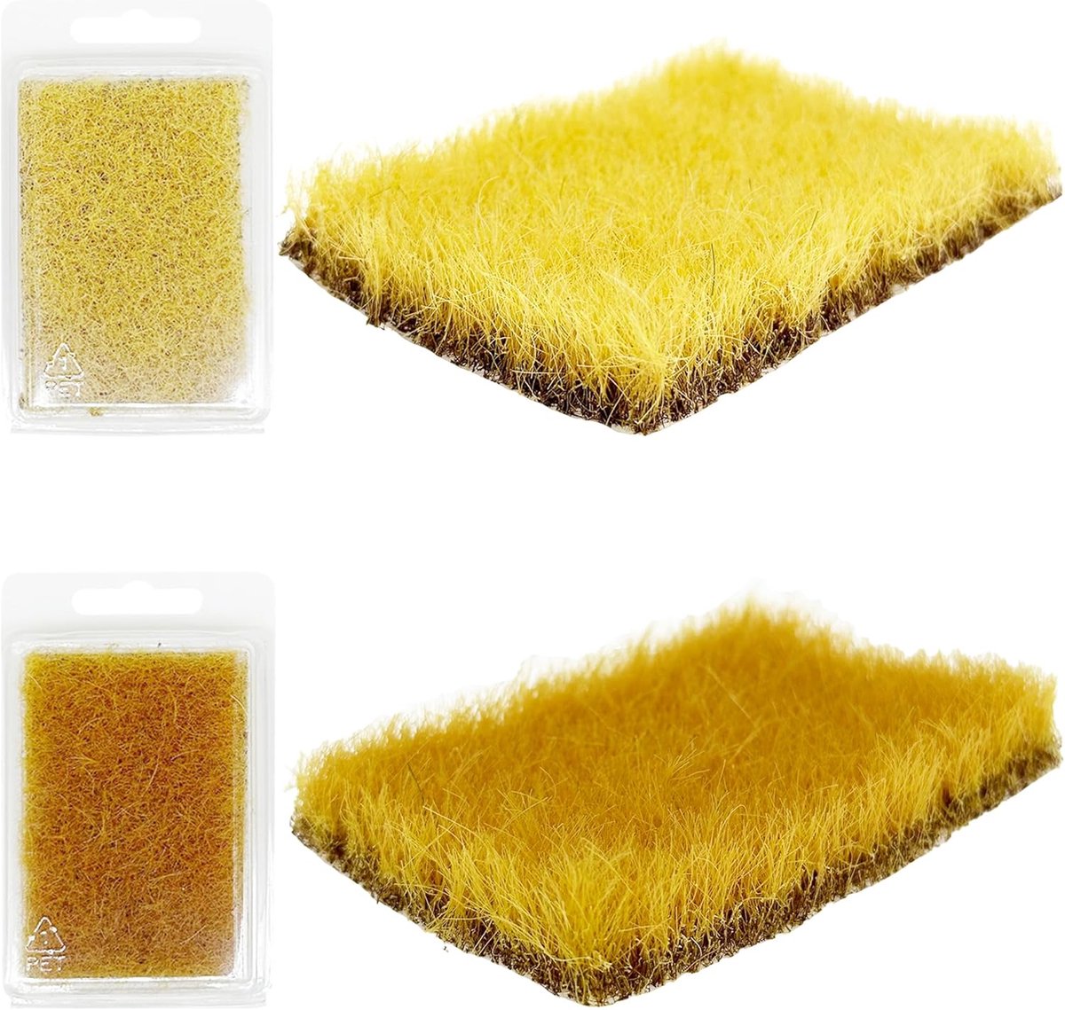 SnelShoppen - 2pcs Statig Gras Tuft Set voor Miniatuurlandschappen - Geel & Donkergeel Nylon Gras voor Modelspoor, Tuin en Tafelspellen