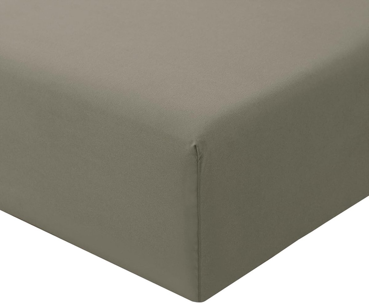 SnelShoppen - Fitted Sheet 140 x 200 cm - Taupe Microfiber Bed Sheet met Hoeken en Elastiek - Ideaal voor Boxspring Bedden en Jaar Rond Gebruik