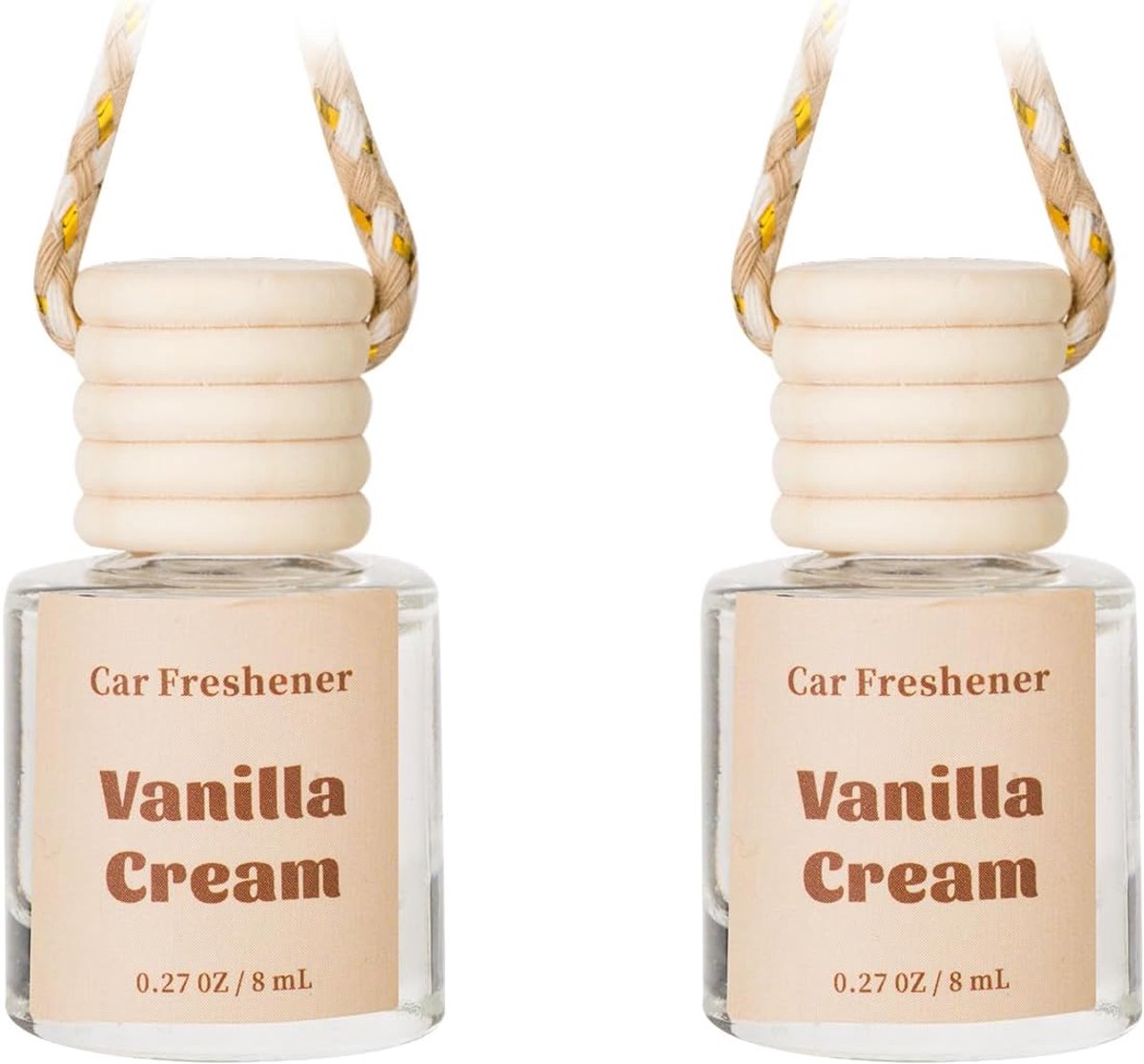 SnelShoppen - Car Air Freshener 2pcs - Langdurige Auto Geurverspreider - Vanille IJs - Hoogwaardige Glass Diffuser - Perfecte Cadeaus voor Mannen en V
