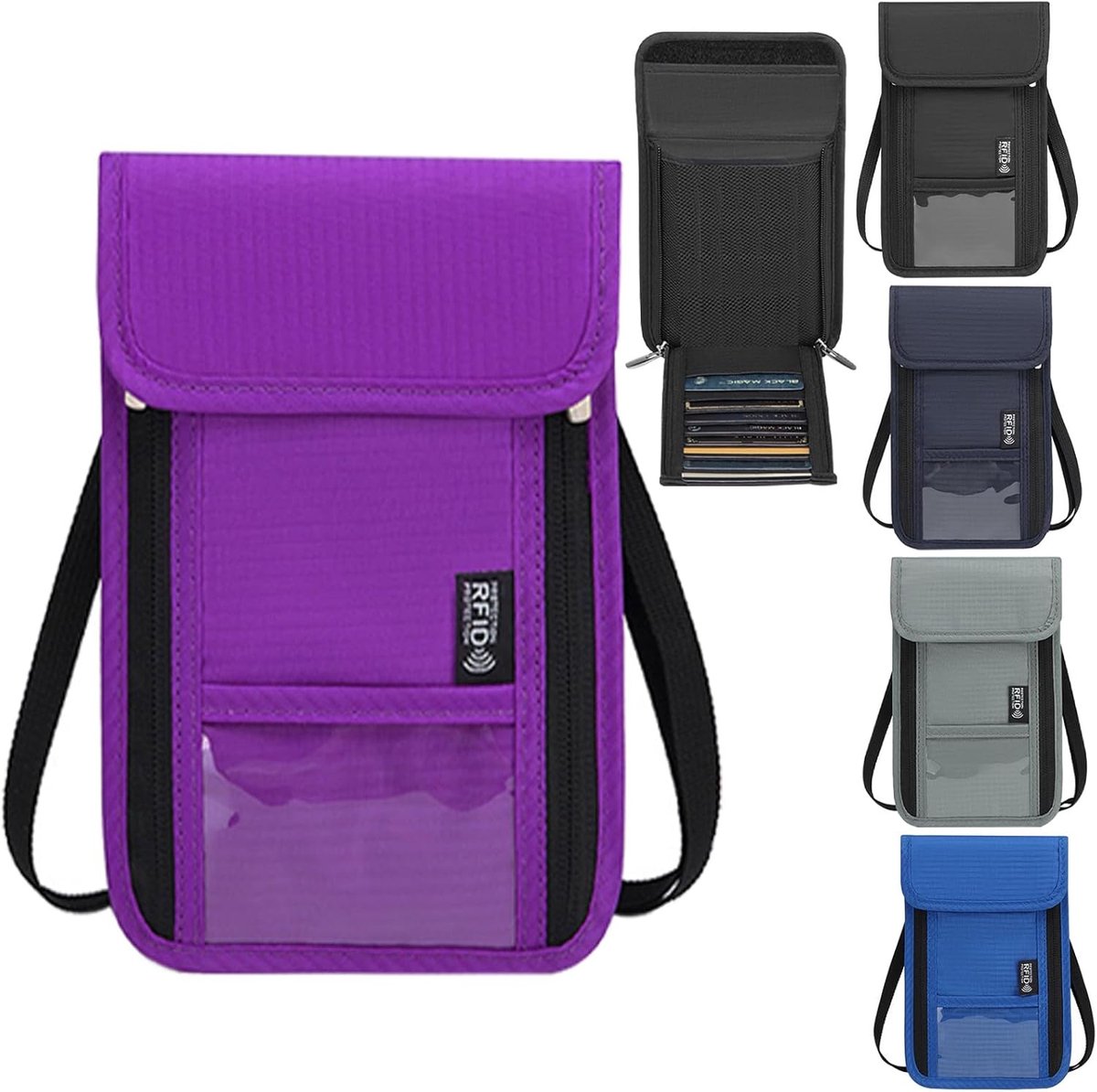 SnelShoppen - RFID Blocking Reistas voor Paspoort Mannen Vrouwen - Paarse Travel Wallet met RFID Bescherming - Compact en Draagbaar - Anti-Diefstal -