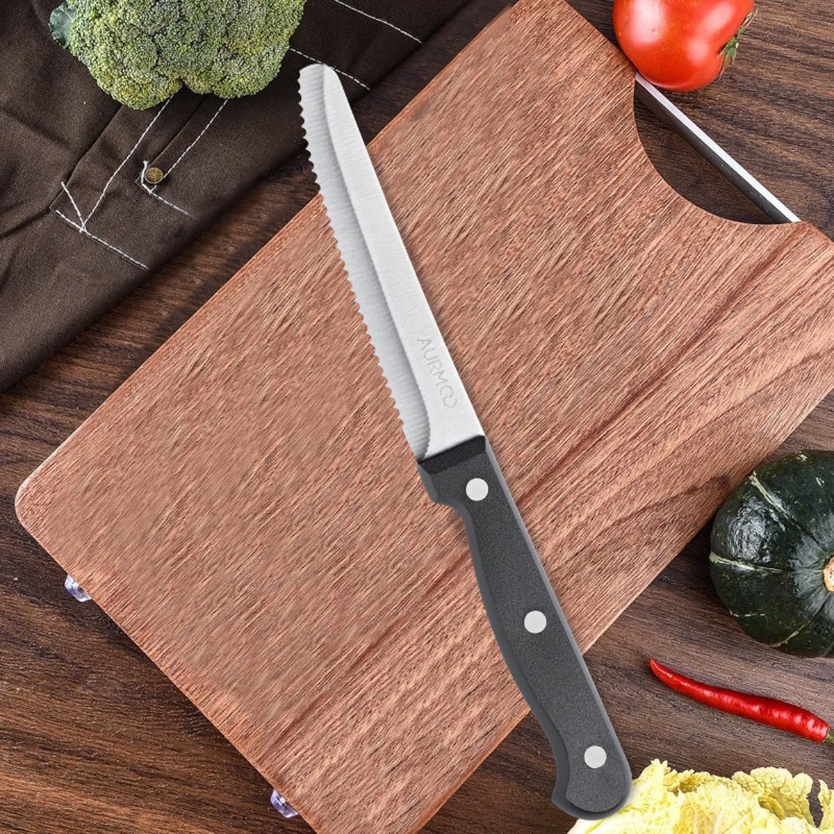 SnelShoppen - Steakmessen Set 12 Stuks, Professionele Steakmessen met Scherpe Randen, RVS Messen Set voor Vlees, Keuken Accessoires, Ideaal voor Feest