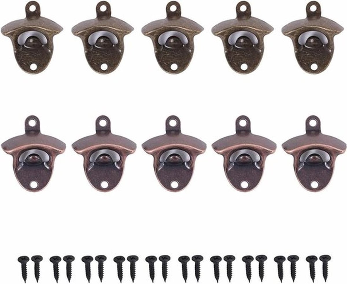 Flessenopener voor Wandmontage - Vintage Kurkentrekker - Thuis, Restaurant, Kantoor - Doppen Opener - Muur Kurkentrekker - 10 stuks