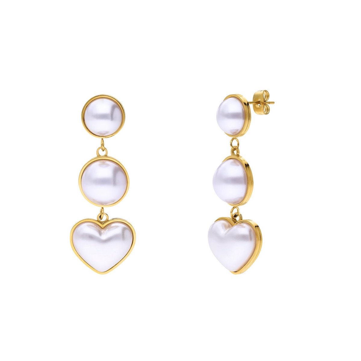 Lucardi Dames Stainless steel oorknoppen voor dames - Oorbellen - Staal - Goudkleurig