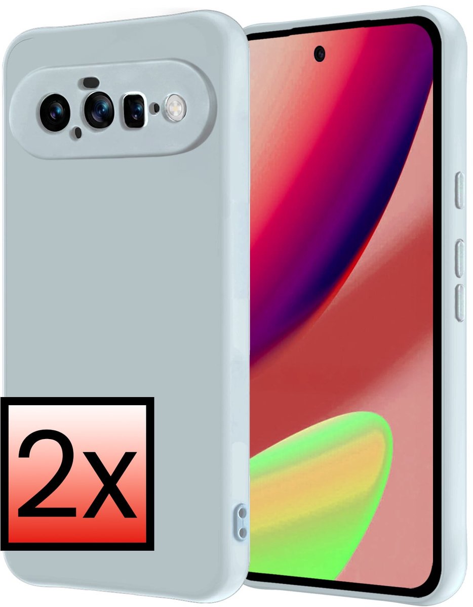 Hoesje - 2 Stuks - Geschikt voor Google Pixel 11 - Sterk & Shockproof - Case Siliconen - Back Cover - Telefoon Hoes - Lichtblauw