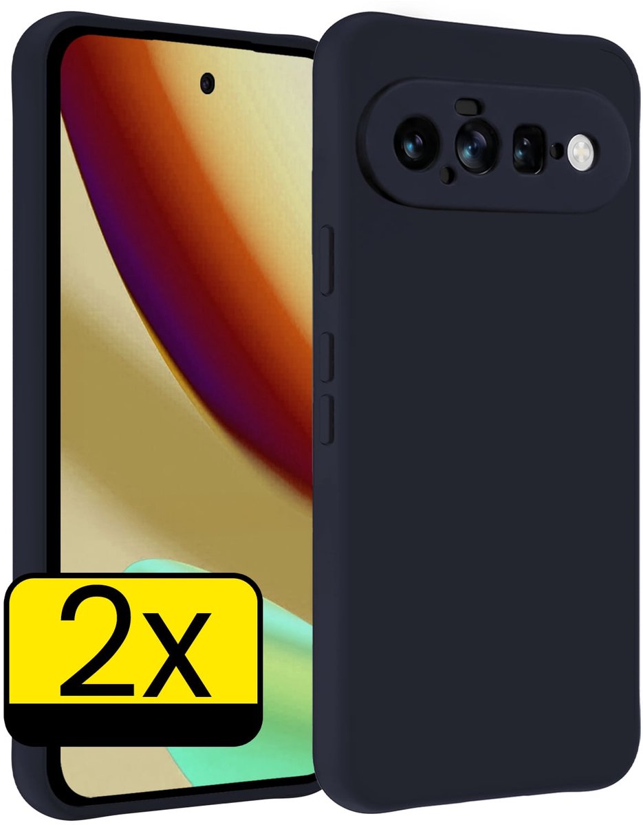Hoesje - 2 Stuks - Geschikt voor Google Pixel 11 - Sterk & Shockproof - Case Siliconen - Back Cover - Telefoon Hoes - Telefoonhoesjes - Donkerblauw