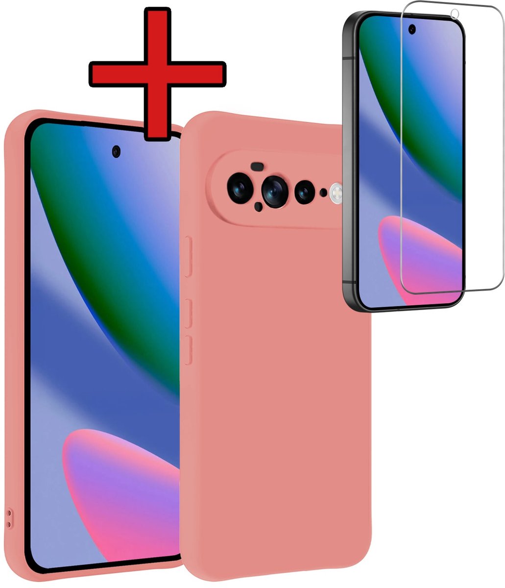 Hoesje - Met Screenprotector - Geschikt voor Google Pixel 11 Pro XL - Sterk & Shockproof - Telefoon Hoes - Back Cover - Siliconen Case - Telefoonhoes - Lichtroze