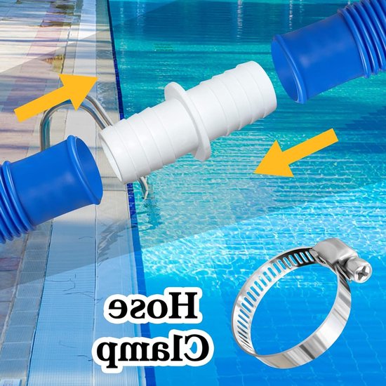 Zwembadslangadapter - Wasmachine-afvoer - Pulsator-uitlaat - 4-pack 38 mm slangaansluiting - met 8 slangklemmen - Dubbele slangadapter - Wit - 7,4 cm van Jellyfish. — afbeelding 2