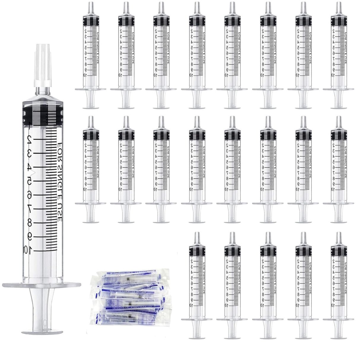 Set van 24 steriele spuiten van 10 ml zonder naald voor dosering, plantenirrigatie en laboratoriumgebruik