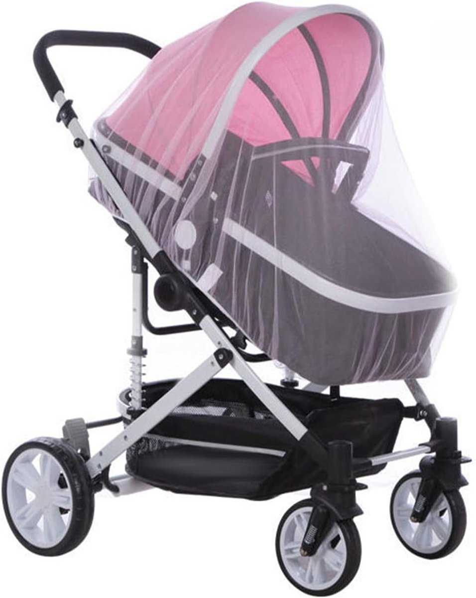 Set van 2 Universele Muggennetten van Fijn Gaas voor Kinderwagens, Reisbedjes en Wiegjes - Ideaal voor Baby's en Kinderen (Wit)