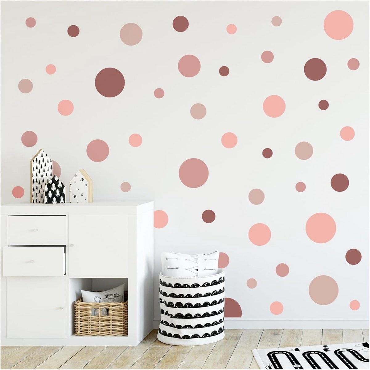 SnelShoppen - 100 Plakpunten Cirkel Stickers Wanddecoratie Kinderkamer Babykamer Pastel Zelfklevend voor Jongens en Meisjes - 4 Kleuren - 20x30cm