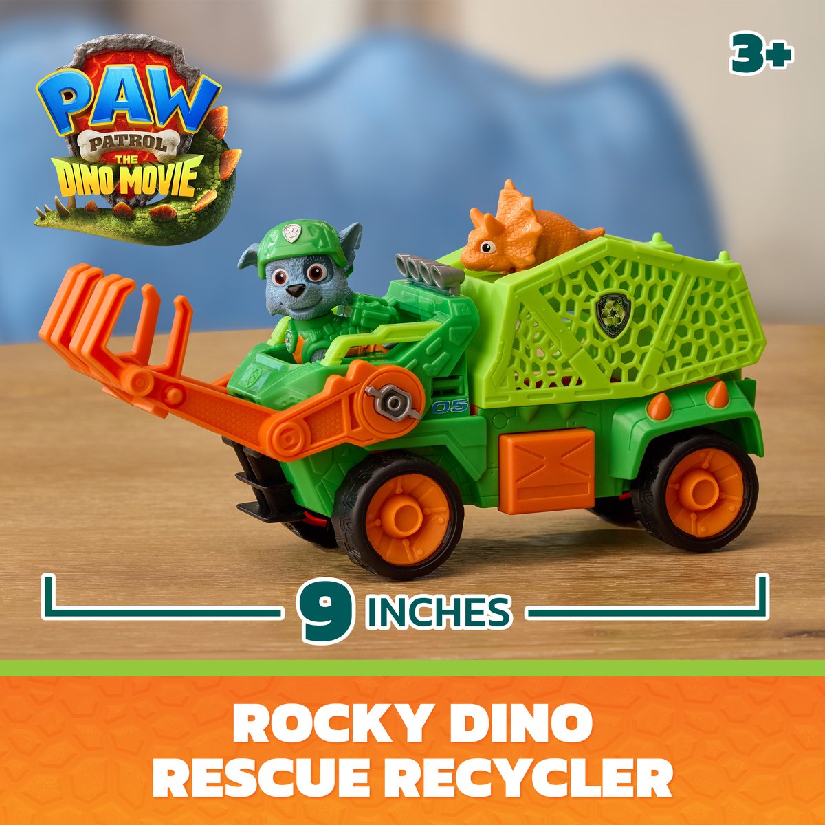 PAW Patrol - De Dino Film - Rocky's Dino Rescue Recycler Voertuig - Met geheim vak en werkende klauw, 2 actiefiguren — cadeau in Spellen & Speelgoed - foto 8