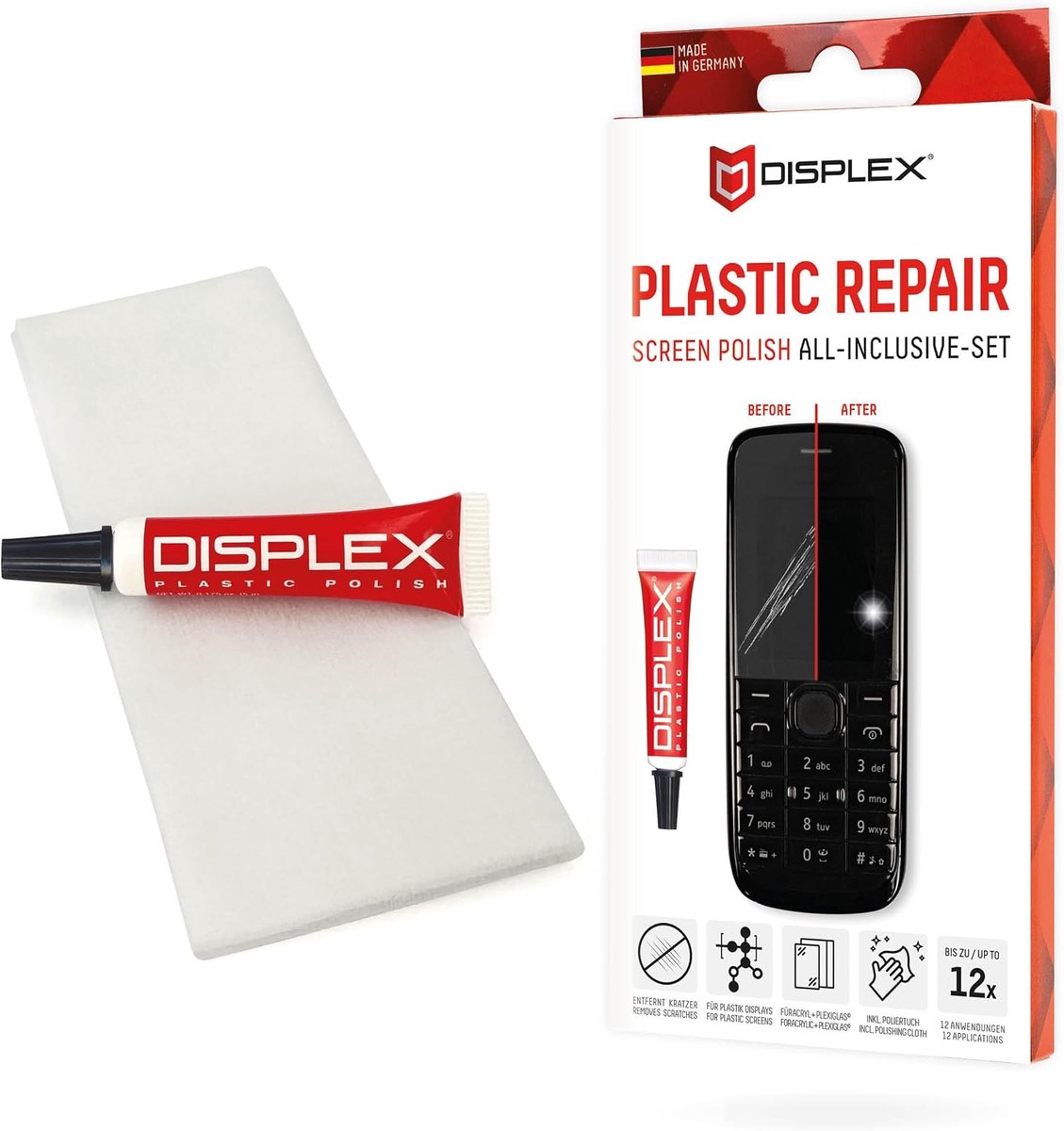 SnelShoppen - Displex Plastic Repair Polish Krassen Verwijderaar voor Mobiele Telefoon Display - 1 Stuk - Schermonderhoud - Gebruiksvriendelijk