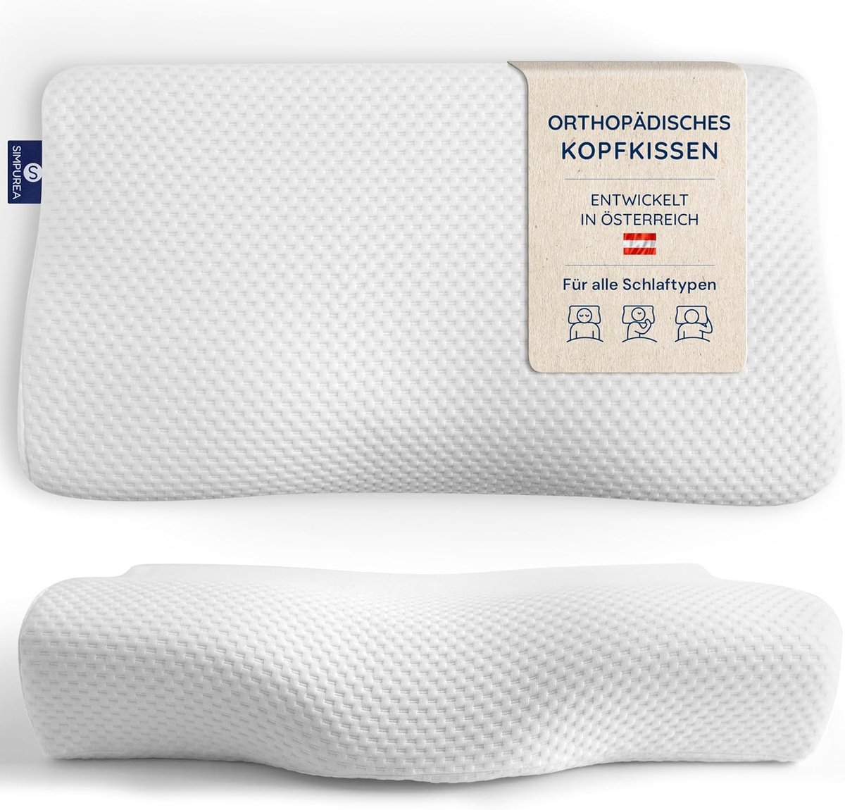SnelShoppen - Ergonomisch Chinchilla Orthopedisch Slaapkussen, Ademend Geheugenfoam Hoofdkussen voor Rug-, Zij- en Buikslapers, Compact en Ondersteune