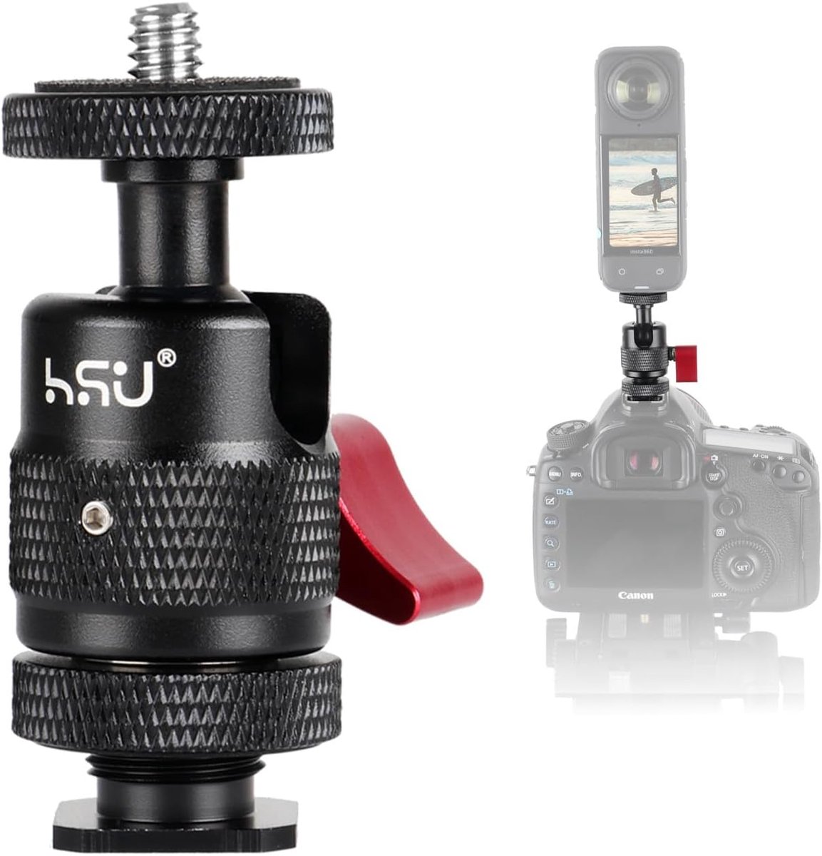 SnelShoppen - Mini Ball Head met 0.5 cm Schroefdraad en Universele Adapter voor Cold Shoe | 135° Tilt en 360° Rotatie Aluminium Tripod Hoofd voor Came