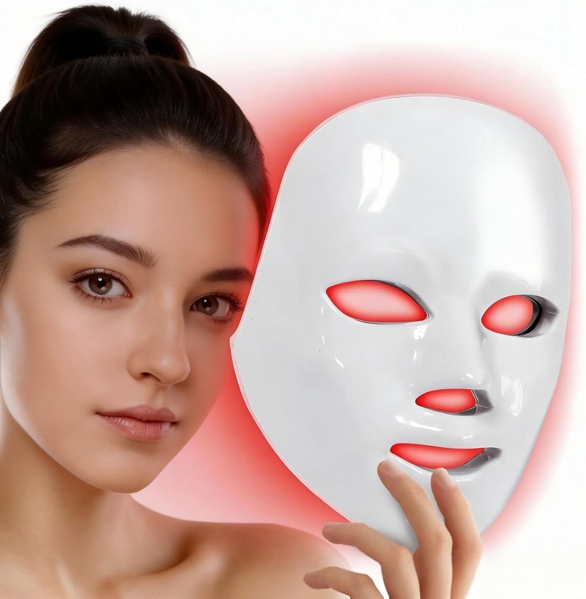 SnelShoppen - Draagbaar Gezichtsmasker met Timer en Controller - Zachte Siliconen, Instelbare Intensiteit, Opvouwbaar Beauty-Masker voor Thuis en Reiz