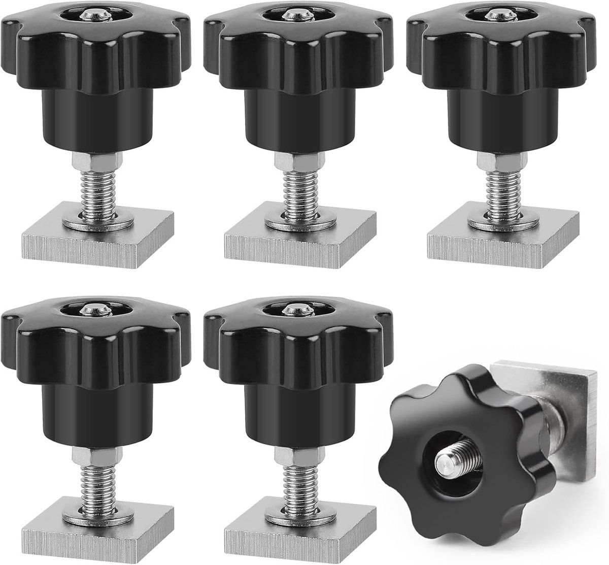 SnelShoppen - 6x T-Track Adaptor M6-35 mm RVS Sliding Bolt voor Fietsendrager, Dakkoffer, Pannier Rack, M6 Moer, Geschikt voor Auto en Fietsen
