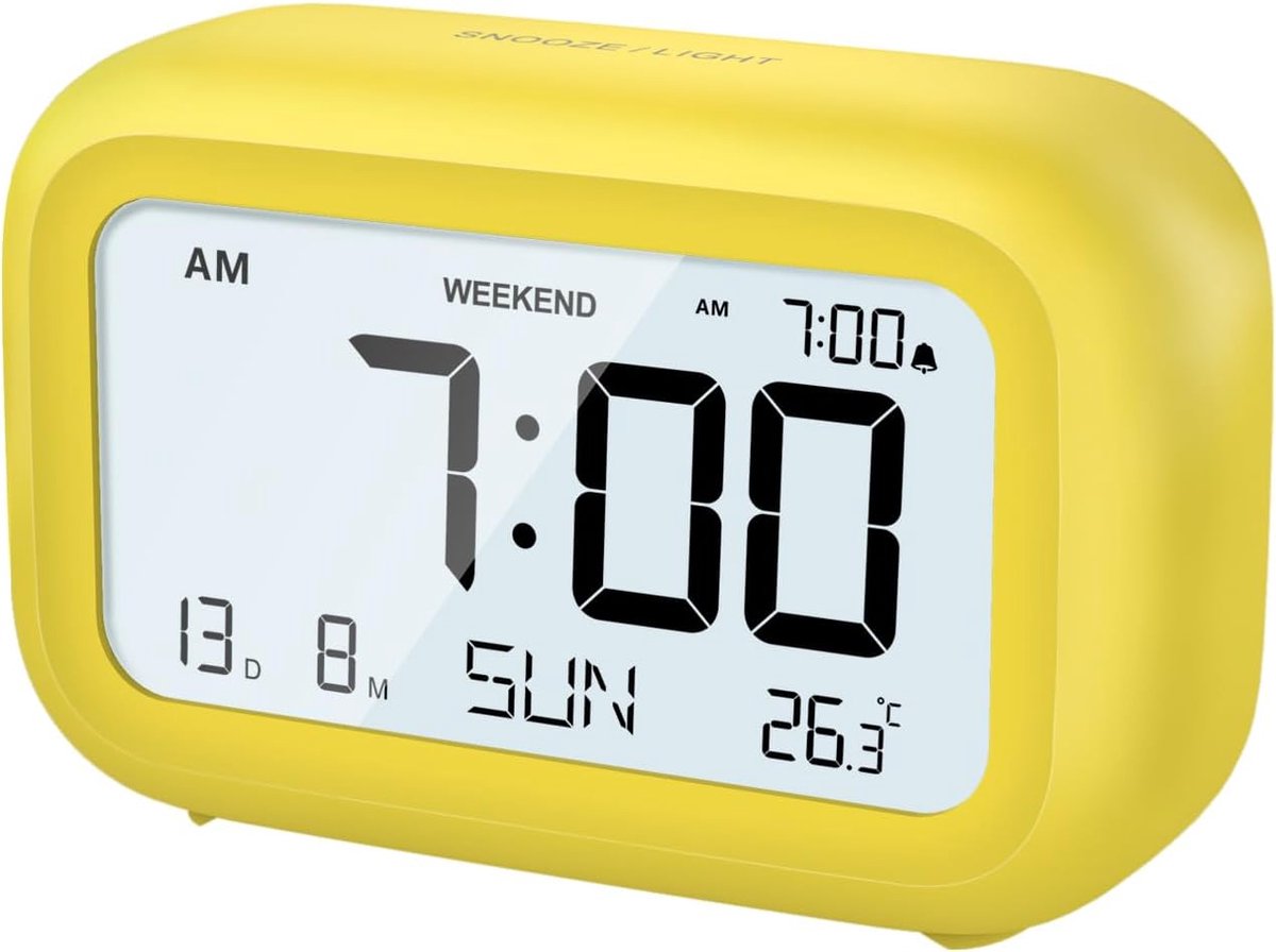 SnelShoppen - Digitale Weerkleurige Wecker, Bedside Tafelklok, Batterijgevoede Klok met LCD Display, Volume Instelbaar, Snooze Functie en Weekend Mode