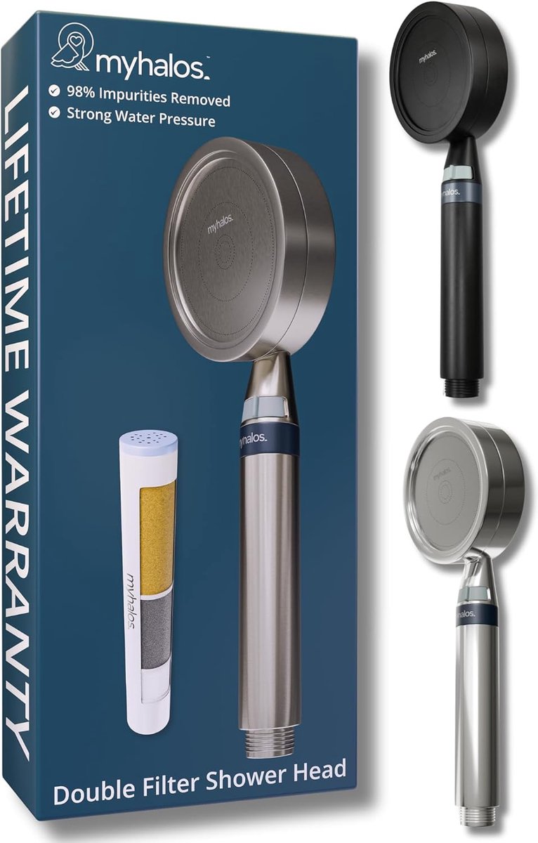 SnelShoppen - Handfiltered douchekop met handvat - Hoge druk douchekop met filter voor chloorreductie en verzachting van water - Eenvoudig te installe