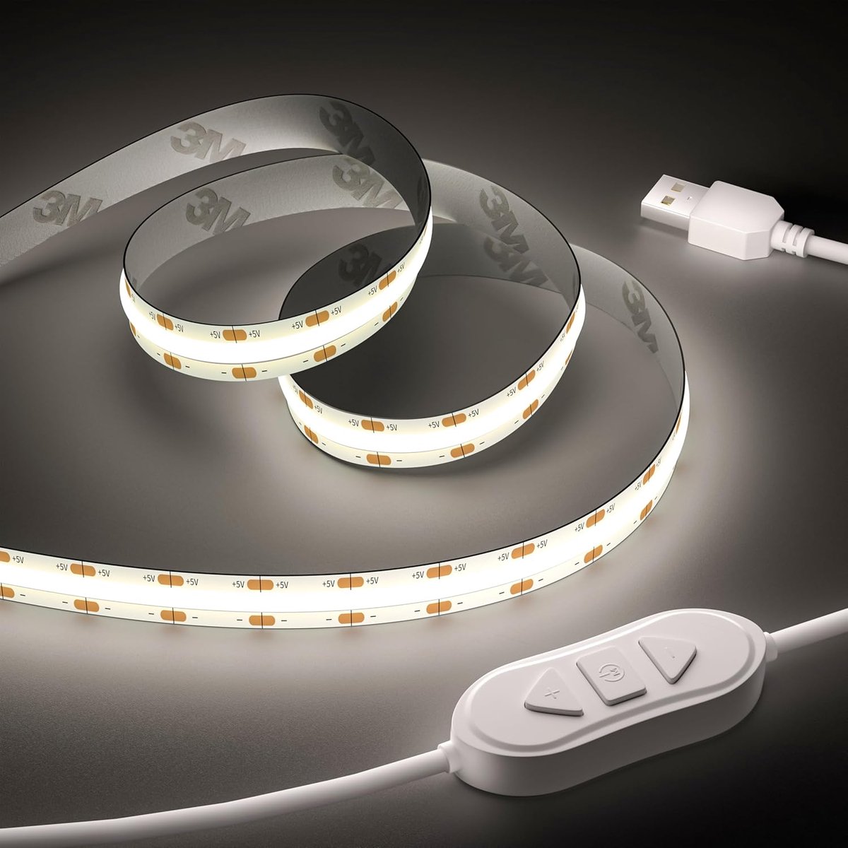 SnelShoppen - Dimmable USB COB LED Strip 5V Cool White 6000K 3M - 960 LED Flexibele Verlichting voor TV, Slaapkamer, Spiegel, Feest