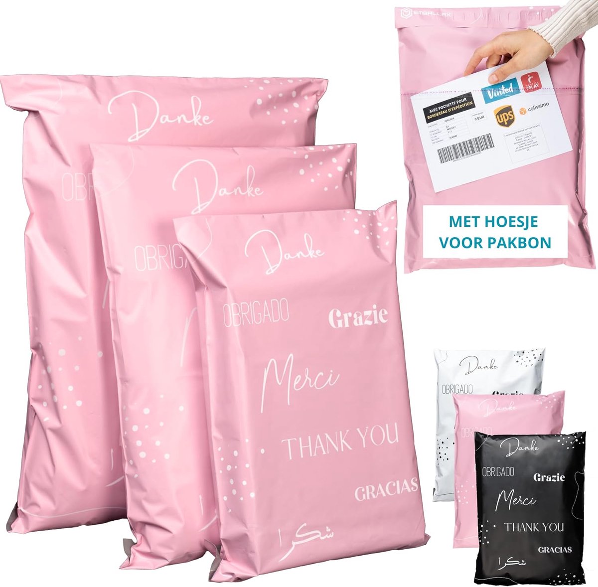 SnelShoppen - 60 Verzendzakken Kleding Vinted met Opbergdoos - M/L/XL - Waterdichte en Duurzame Verzendenveloppen van Plastic - Ideaal voor Pakketten