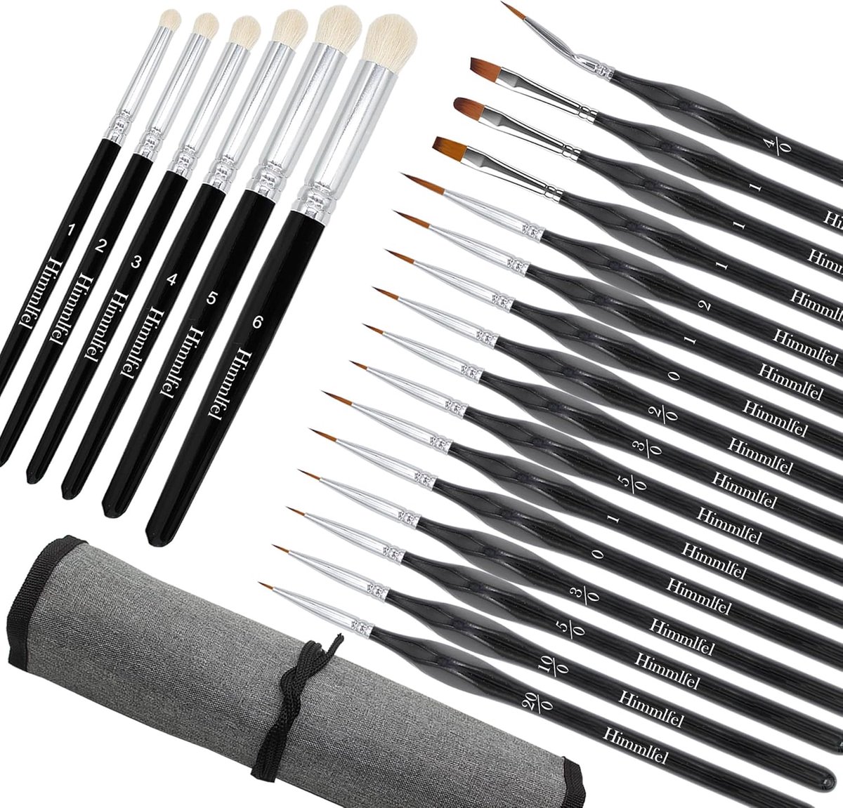 SnelShoppen - Miniature Dry Brush Set met 6 Droogborstels en 16 Fijn Detail Borstels voor Modelbouw, Acryl en Waterverf, Perfect voor Citadel Warhamme