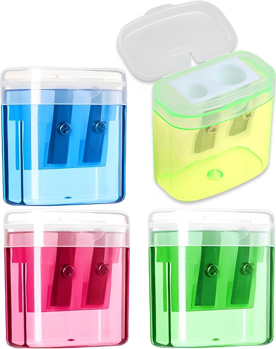 SnelShoppen - 4Pcs Pennenvessers - Handmatige Pennenvessers met Deksel - Dubbelsleuven voor Kinderen en Studenten - Hittebestendig en Duurzaam Materia