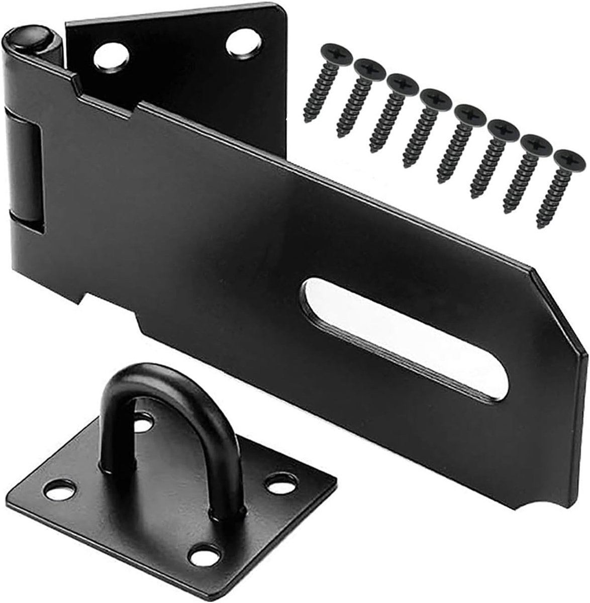 SnelShoppen - 3 Inch Deurslot Hasp Latch Lock, 304 RVS Beveiliging Hasp Slot voor Deur, Zwart, Duurzaam en Weerbestendig voor Thuis, Tuin, Schuur