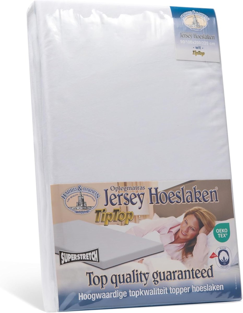 SnelShoppen - Fitted Sheet Topper 140x200 cm - 100% Jersey Katoen - Wit - Geschikt voor Matras tot 15 cm - Hoogwaardige Absorptie - Ademend