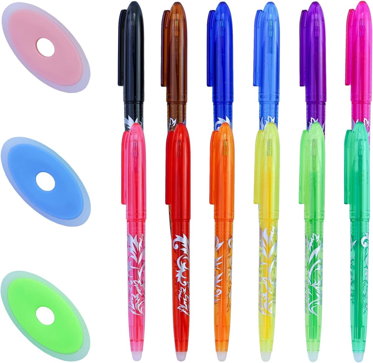 SnelShoppen - Erasable Balpen & Gelpennen Set 12 Kleuren 0.6mm met 3 Witte Gum, Ideaal voor School, Kantoor en Creatieve Projecten