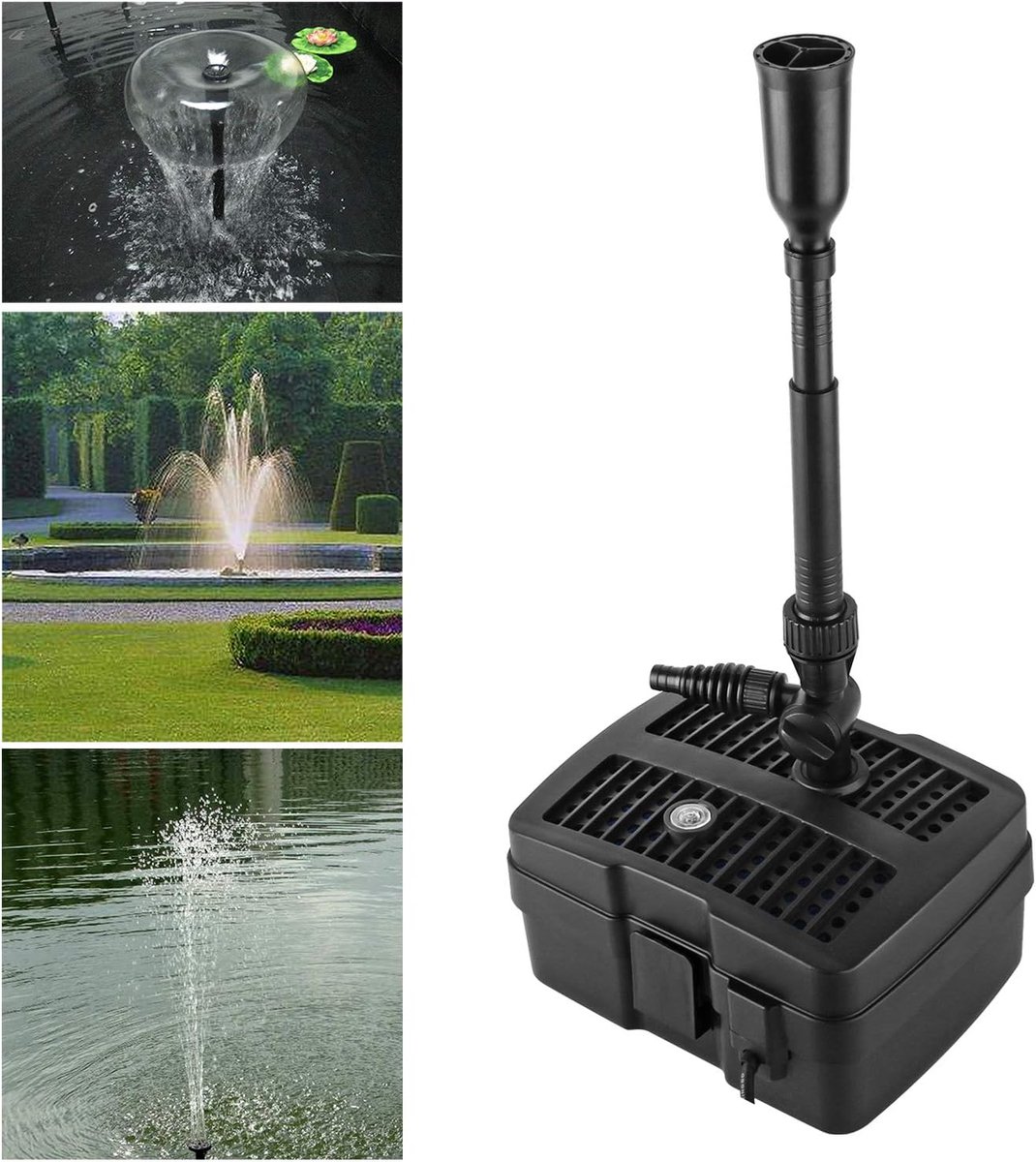 SnelShoppen - 4-in-1 Vijverpomp Fonteinpomp met Filter, UV-zuiveraar 5W, 1000l/h, 10m Stroomkabel voor Tuin en Fontein Design