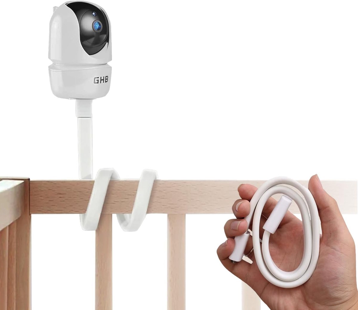 SnelShoppen - Universele Babymonitorhouder, Flexibele Camerahouder voor Babyfoon en Actioncam, Opvouwbaar en Zonder Boren, 1/4 Inch Schroefdraad, Voor