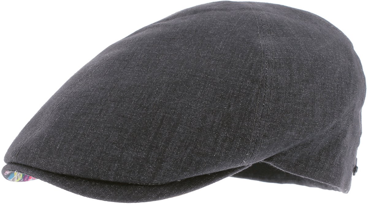 Herman casquette plate unie noir de fabrication italienne avec dessous de la visière imprimée