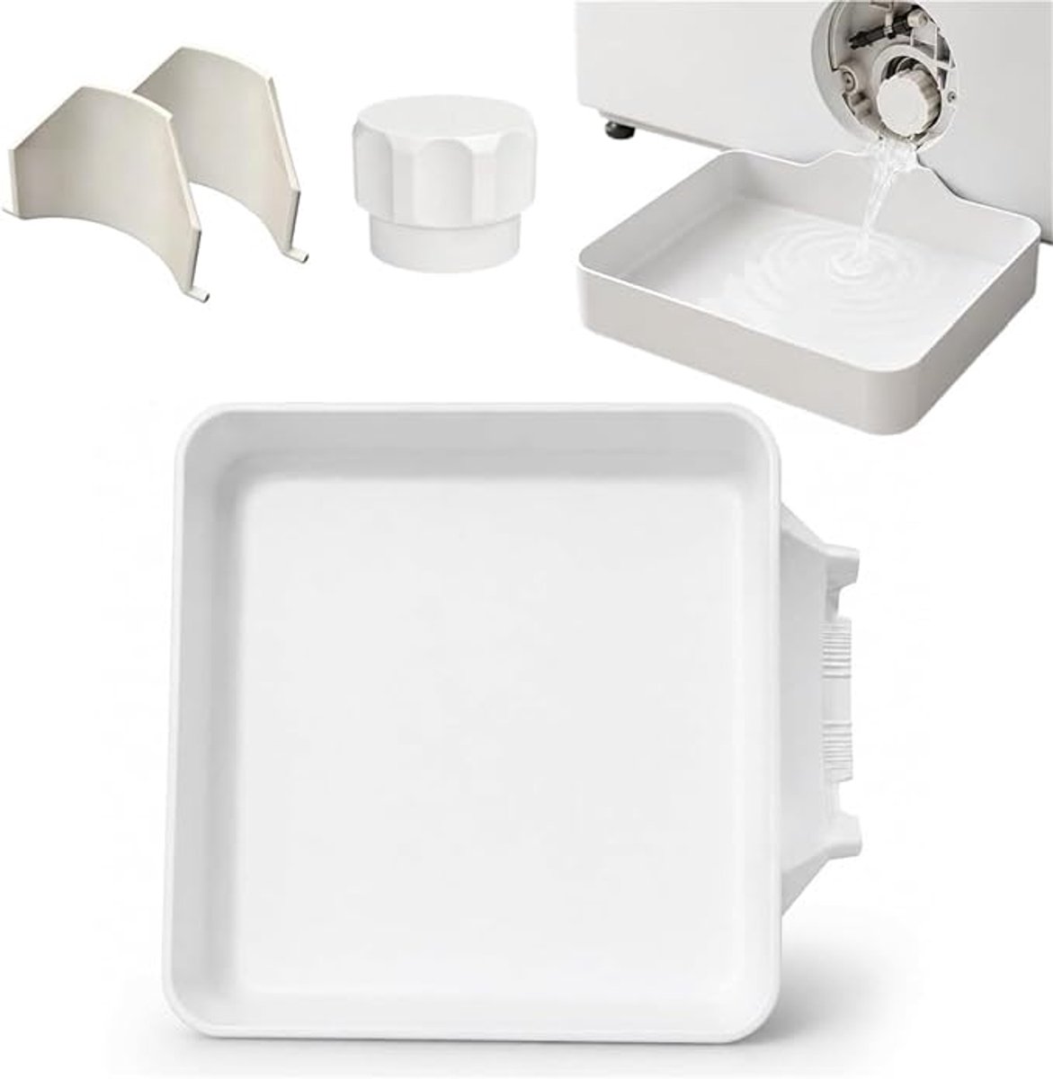 Lekbak Wasmachine - 4-Delige Set - Wateropvangbak - Opvangbak - Universele Wasmachine Lekbak - Afvoerbak Voor Wasmachines - 17.8 × 17.8 × 5 Cm - Eenvoudig Te Installeren - Afvoerbak - Geschikt Voor Appartementen, Garages En Huurwoningen - Wit