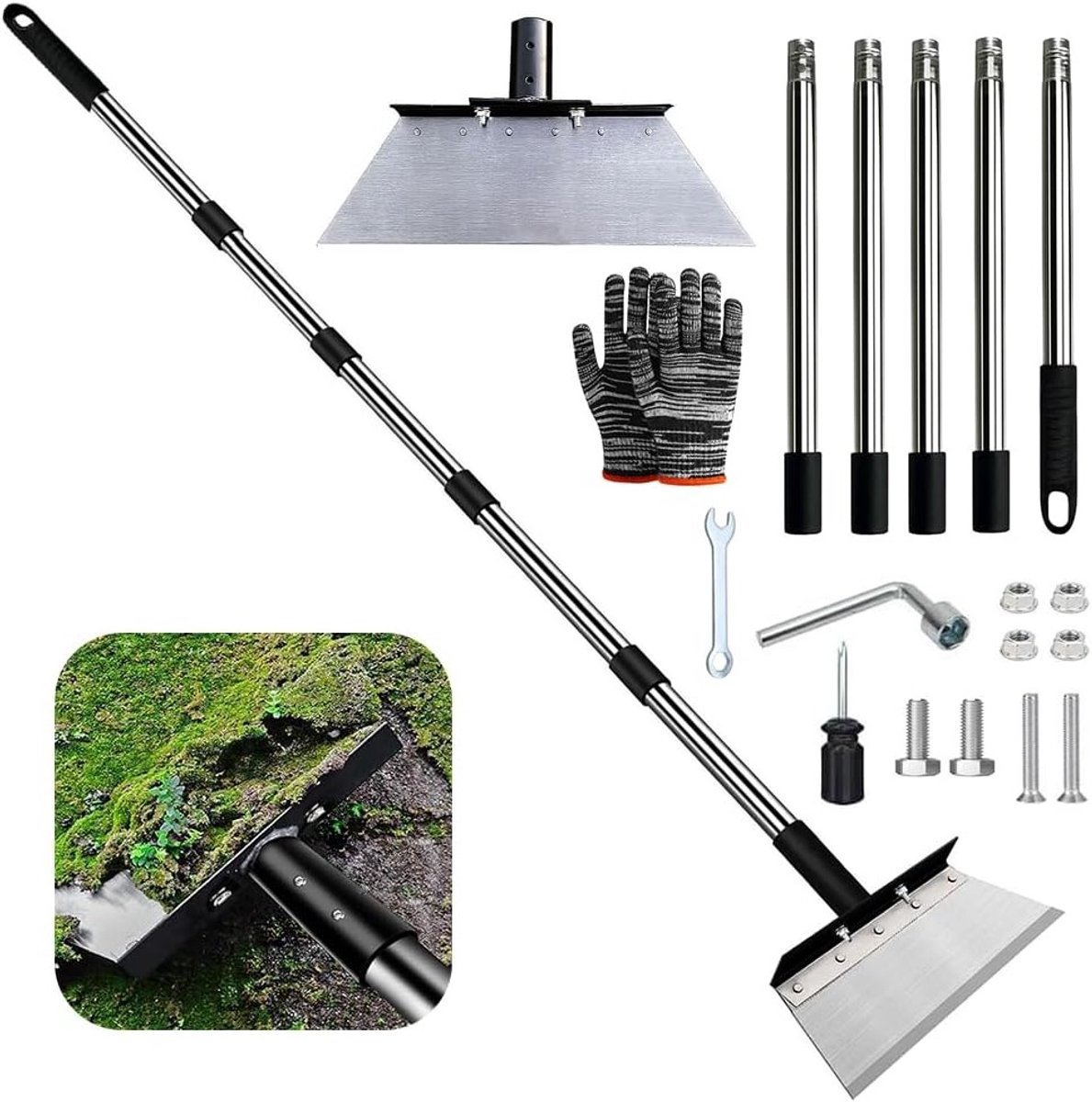 Multifunctionele Tuinschep met Handvat voor Onkruid, Grond en Mos - Ideaal voor Tuinonderhoud en Schoonmaak