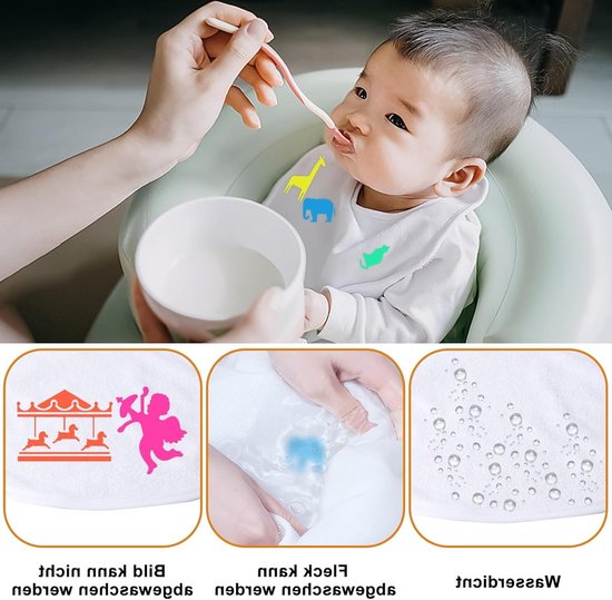 12 stuks slabbertjes om te beschilderen, witte babyslabbertjes, waterdichte slabbertjes, wit, katoenen halsdoek van Merkloos — afbeelding 2
