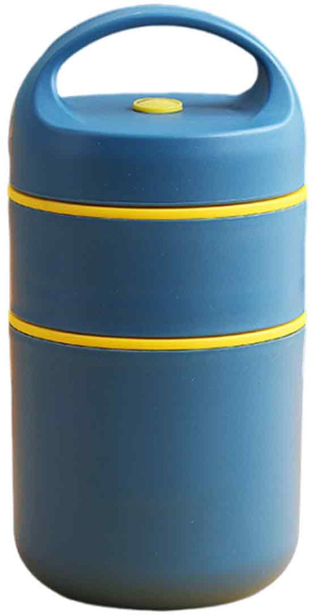 EXCITAT Geïsoleerde lunchbox - Ontbijtbeker - Lekvrij - Multifunctioneel - Ideaal voor school, picknicks - Blauw