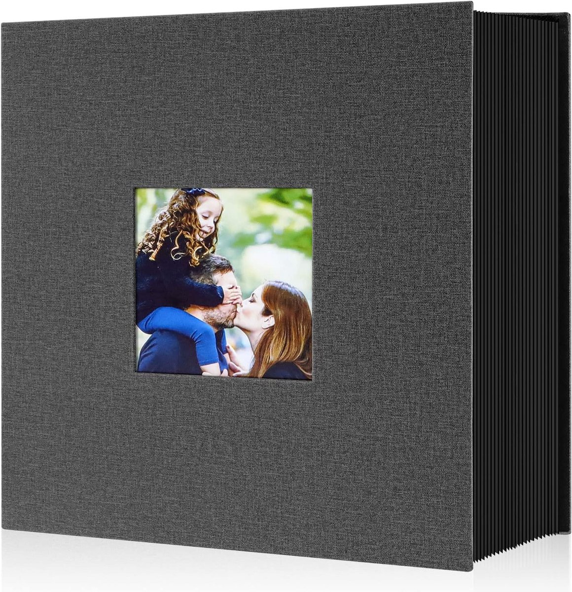 SnelShoppen - Fotoalbum 10x15 cm - 600 Compartimenten - Groot Maat - Linnen Album voor Horizontale en Verticale Foto's - Zwart - Perfect voor Feesten,