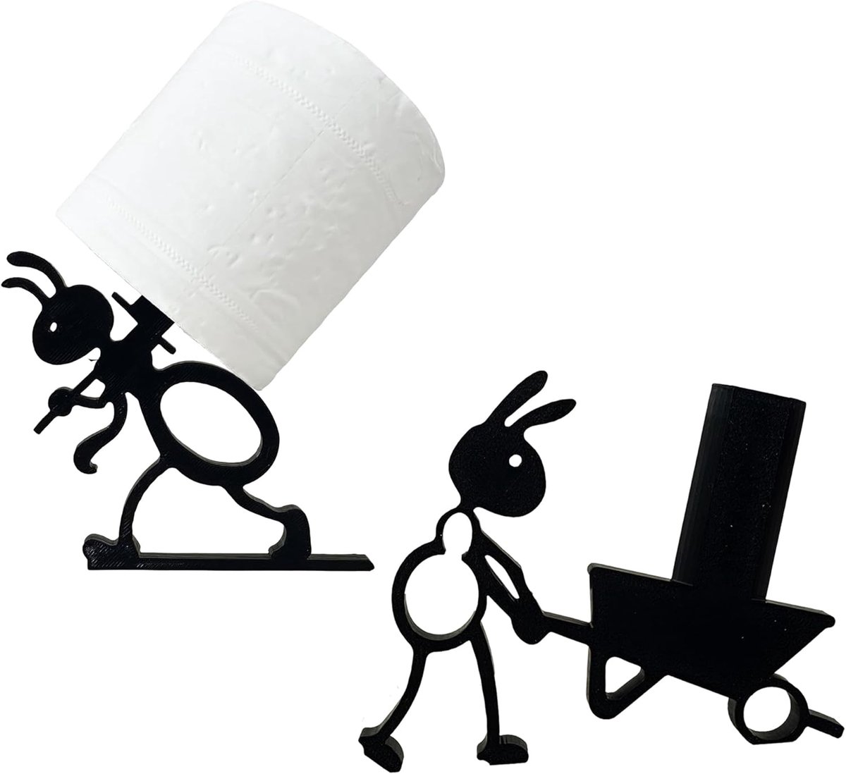 2x Mier Vormige Servettenhouder en Toiletpapierrolhouder Zwart