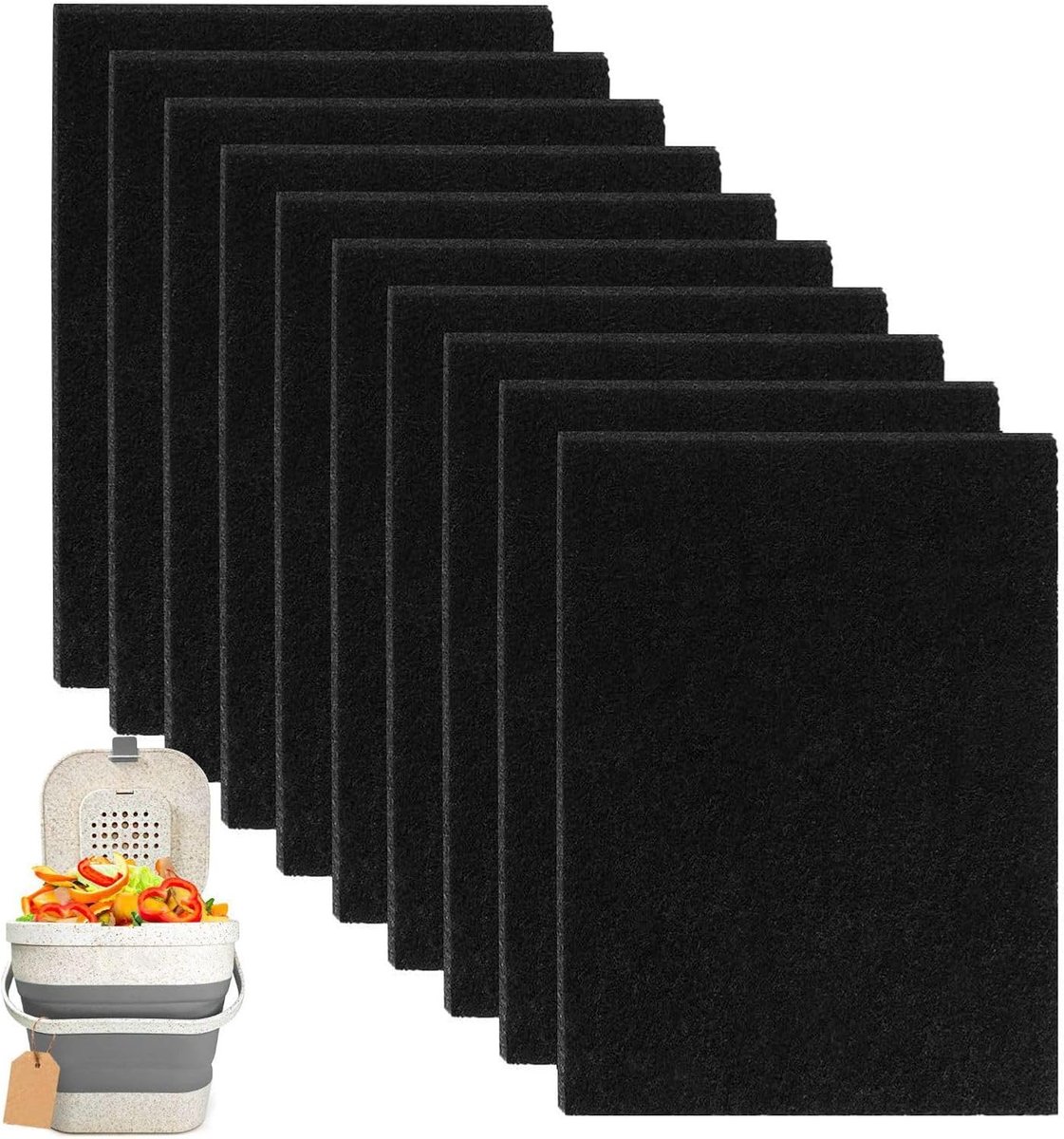 SnelShoppen - 10 Stuks Geactiveerde Koolstoffilters voor Compostbakken, Geurfilters voor e