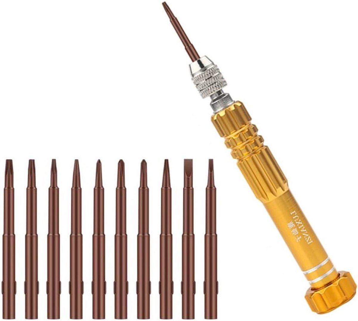 Complete 10-in-1 Schroevendraaierset voor Precisie Telefoonreparatie met Kruis- en Zeskantbits voor iPhone, Android, Camera en Horloge Demontage